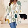 Plus Size Ladies V Neck Long Sleeve Loose Casual Blouse With Irregular Split Hem