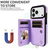 Luxury Magnetic Flip Leather Card Solt Case For iPhone 17 Pro Max 16 Plus 15 Plus 14 13 12 11 Wallet Stand Kickstand Strap Cover