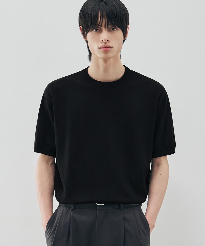 DRAW FIT Cooling Modal Half Round Knit [Black]