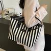 Striped Large-Capacity Casual Bag Spring And Summer  Versatile Ins Foreign Style Shoulder Underarm Bag Going Out Tote Bag