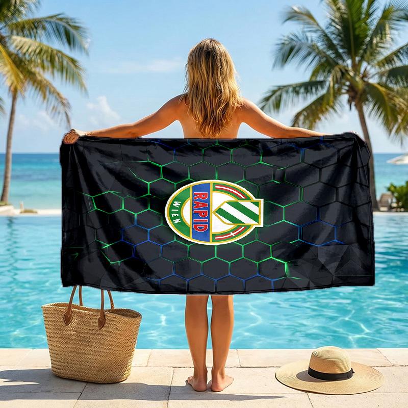 Asciugamano da Spiaggia Rapid Wien FC ad Asciugatura Rapida in Microfibra Assorbente Portatile da Viaggio per Nuoto
