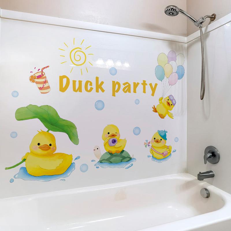 Cartoon Animal Little Yellow Duck Wall Sticker Bathroom Wall Decoration Waterproof and Moisture-proof Sticker Self Adhesive Wall Decals