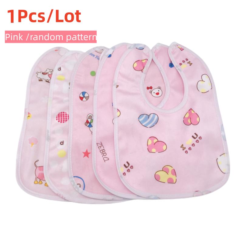 1Pcs Baby Cartoon Snap Waterproof Bib Super Soft Baby Bib Newborn Crystal Velvet Saliva Towel