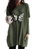 Women's Long Tunic with Pockets Loose Fit Fashion Printed Logn Sleeve Top Women's Sweatshirt