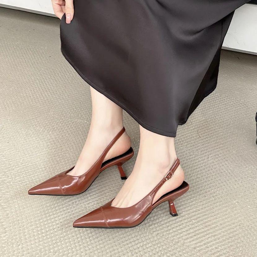 Fashion Bailamos 2025 New Women Sandals Fashion Slingback Woman Mules Shoes Pointed Toe Elegant Low-heel Shoes Pumps Dress Shoes Mujer