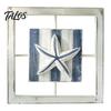 Hollow Relief Wall Sculpture 3D Beach Wooden Frame Art, Coastal Style Starfish/Conch/Shell Decor, Ocean Bathroom Art Decor Inspired Mount for Bedroom