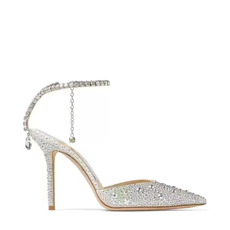 Summer33 -43 Sandals Rhinestone High Heels 8 .5cm /10cm Open Toe Women 'S Shoes Party Wedding Bridal Shoes Brand Show