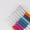 9pc/set ABS plastic handle crochet hooks,  two-color threaded knitting needles, perfect weaving tools for weaving enthusiasts