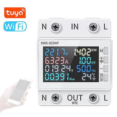 Tuya WiFi 8in1 Power Meter Color Screen 2P Multi-function AC Energy Meter Mobilephone Remotely APP C