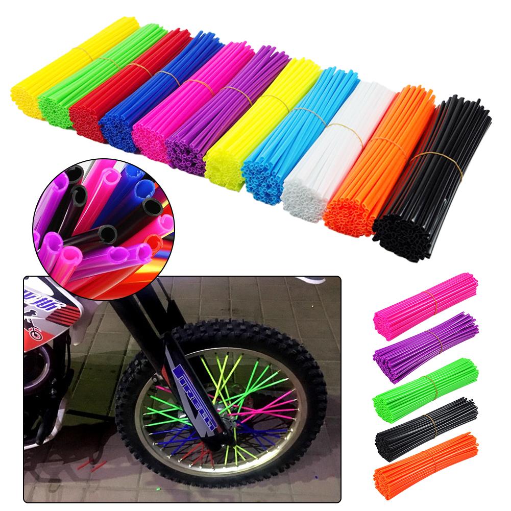 72Pcs Bike Motorcycle Wheel Spoked Protector Skin Covers Pipe For Motocross Bicycle Bike Cool Accessories 12 Colors 24CM
