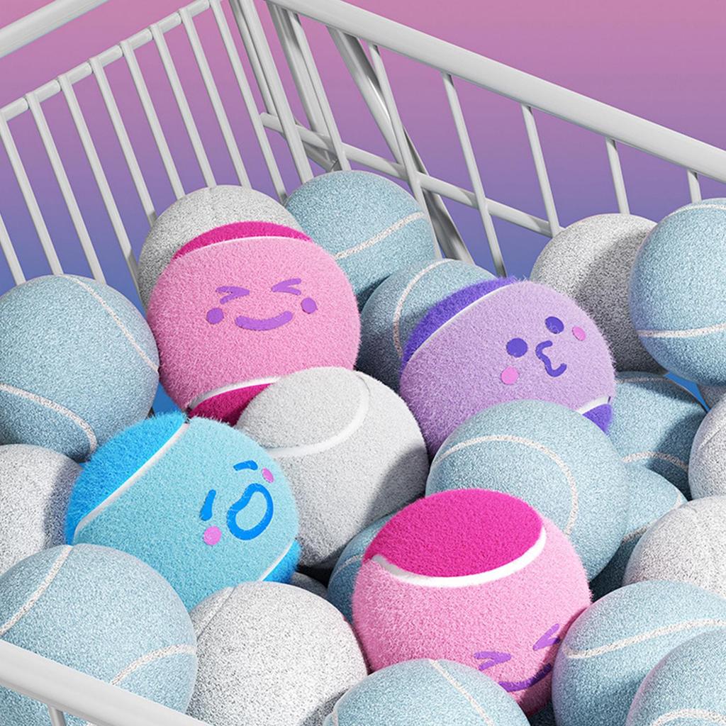 6 ks tenisových míčků pro psy, Interaktivní hračky pro psy, Odolné gumové tenisové míčky odolné proti okusování, Hračky pro štěňata na doma i ven