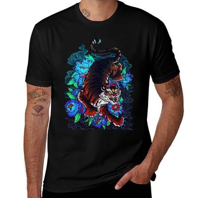 IREZUMI TRIQUETRUS: Tiger King Ashura T-Shirt lustige T-Shirts Baumwolle Essential T-Shirt Herren T-Shirt Designer T-Shirt