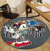Sonic Pattern Round Rug, Indoor/Outdoor Mat, for Picnic, Gameroom, Bedroom, Office, Living Room, Home Decor Carpet, Birthday Gift