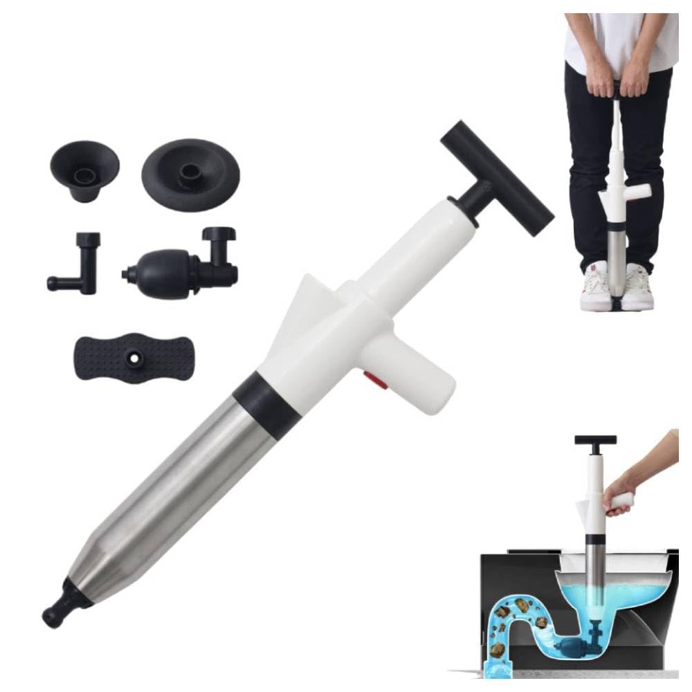 SUGGEST Pressurized Pipe Cleaner Stainless Steel Drain Cleaner Air Pressure Drain Drain Clog Cleaning Toilet Washroom Bathroom Kitchen