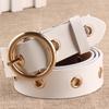 Round Buckle Cowhide Ling Hole Wide Belt Women's Versatile Decorative Casual Trouser Belt Belt with Skirt Korean Version