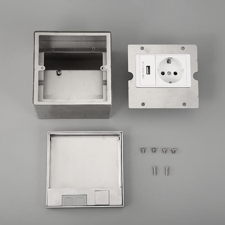 Marble Style UK Stainless Steel Embedded Floor Power Socket 13A
