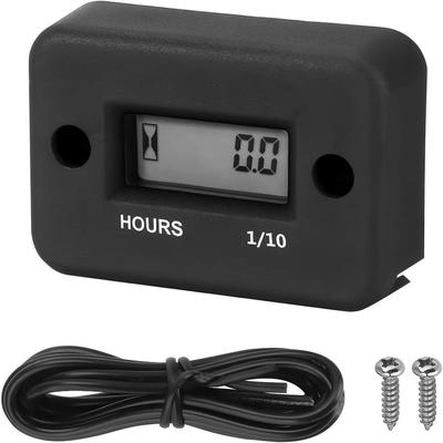 Car Digital Inductive Hour Meter Waterproof IP68 for Gas Engine Generator Temperature Gauge Lawn Mower Land Trimmer UTV Brush Cutter Motorcycle Etc.
