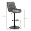 Bar Stool Kitchen Stool Designer Stool, Height-Adjustable, with Footrest, 51 cm x 59 cm x 117 cm, Dark Gray + Black