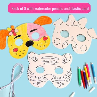 Máscaras en Blanco DIY de Dibujos Animados de Animales para Colorear y Pintar para Niños