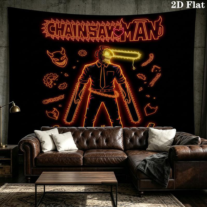 Tapestry Ścienne Chainsaw Man Estetyczna Dekoracja Ścienna Drukowany Materiał Koc Dekoracyjne Tapiserie Do Sypialni Salonu Wystrój Domu
