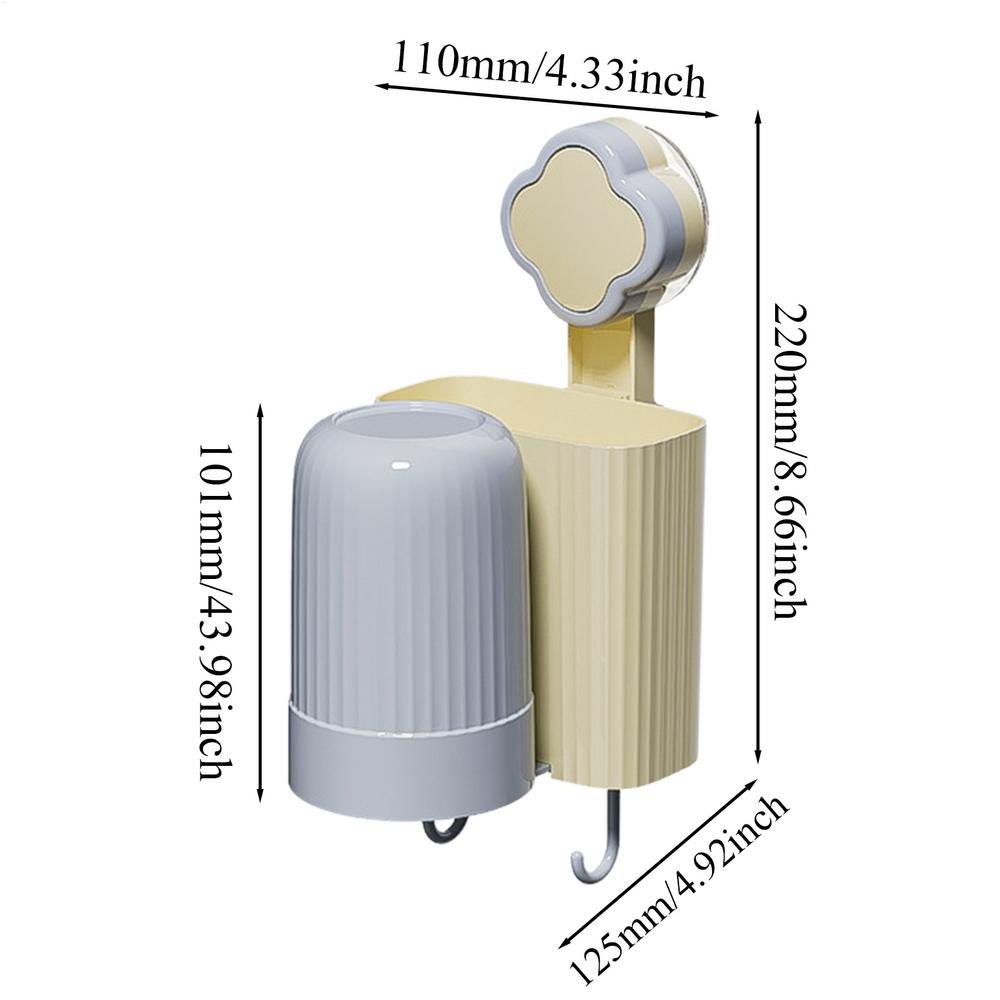 

Toothbrush Toothpaste Holder with Cup Suction Cup Mouthwash Cup Holder Safe and Harmless Toothbrush Organizer for Hotel Dormitor синий