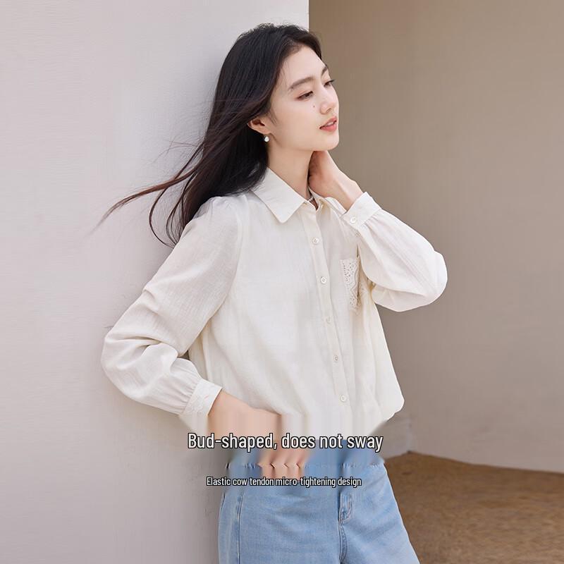 Xiangying Women s Loose Long-Sleeve Commuter Shirt M