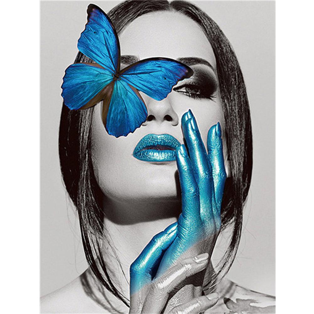 Volle quadratische/runde Diamantmalerei Porträt Frau Strasssteine ​​5D DIY Diamantstickerei Verkauf Schmetterling Mosaik Dekor