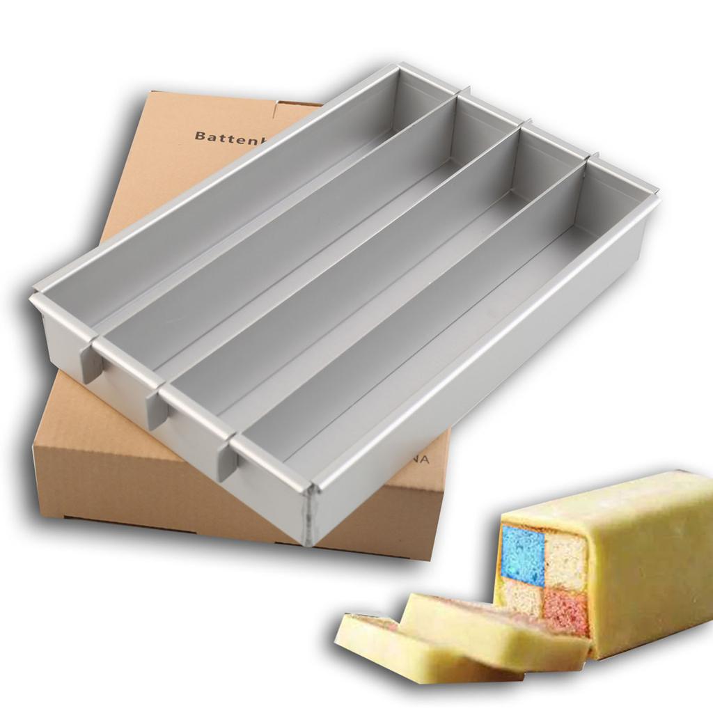 Aluminiowa Forma do Ciasta Battenberg z Wyjmowanymi Przegródkami Równomierne Rozprowadzanie Ciepła Formy do Ciasta na Precyzyjne Prostokątne Ciasta