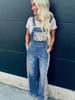 Damen Florale High-Waist Jeans-Latzhose - Europäischer Amerikanischer Modetrend Jumpsuit