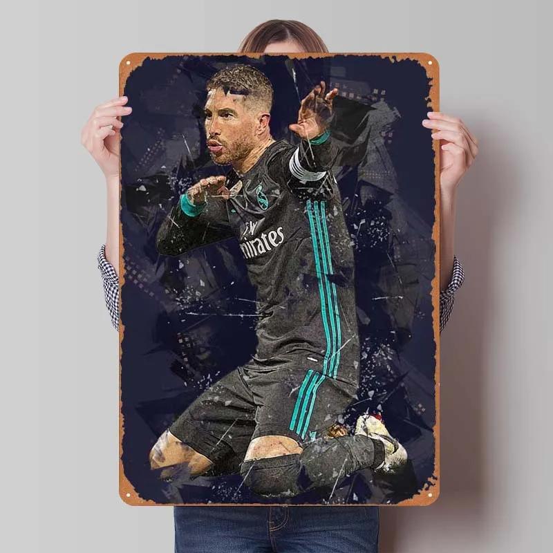 Sergio Ramos Metal Sign Sports Poster Room Decoration Man Cave Vintage Tinplate Sign Plaque for Wall Art Decoration Retro Home