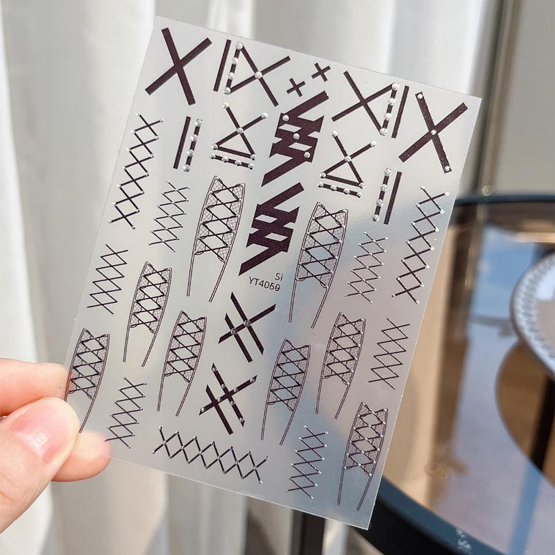 

5D Ballet Rivet Lace Strap Nail Art Sticker DIY Manicure Tool Accessory чёрный