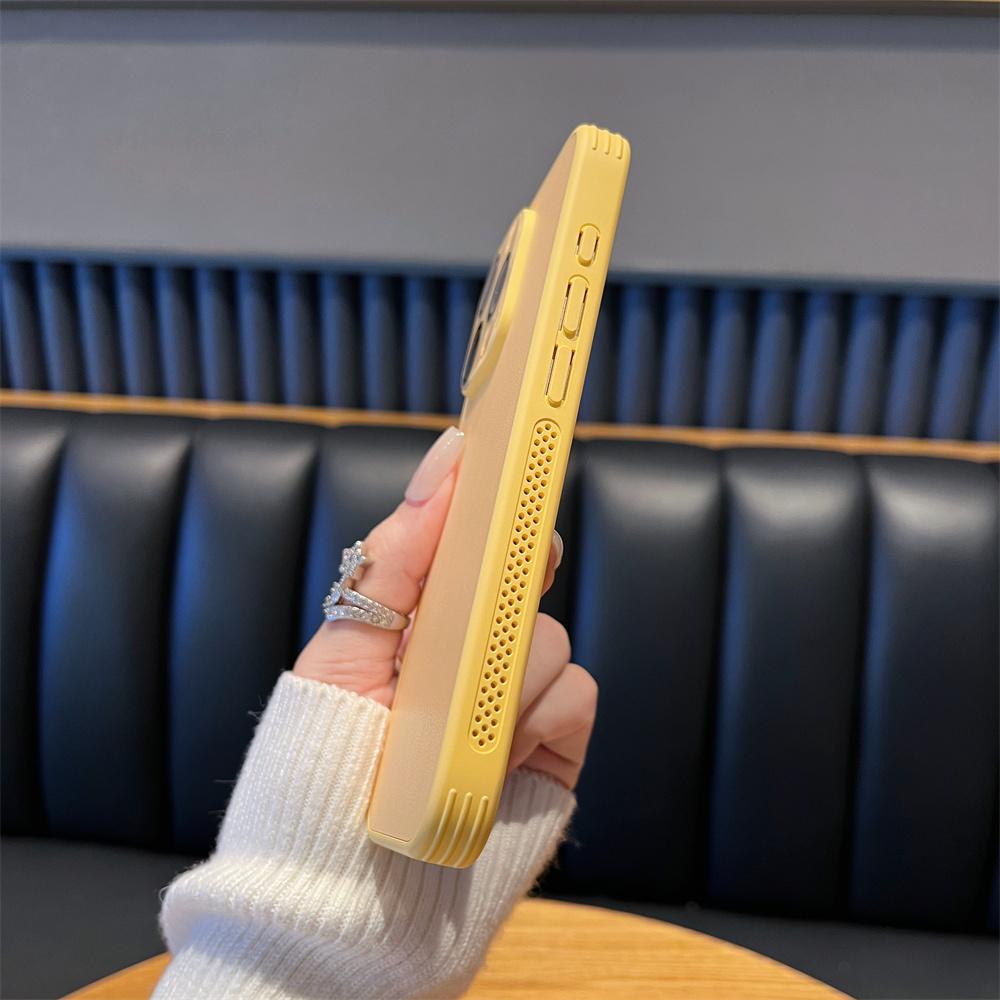 Luxusní kožený chladicí kryt na telefon se vzorem liči pro iPhone 15 14 13 12 Pro Max, ochrana objektivu, odvod tepla, kryt rámečku