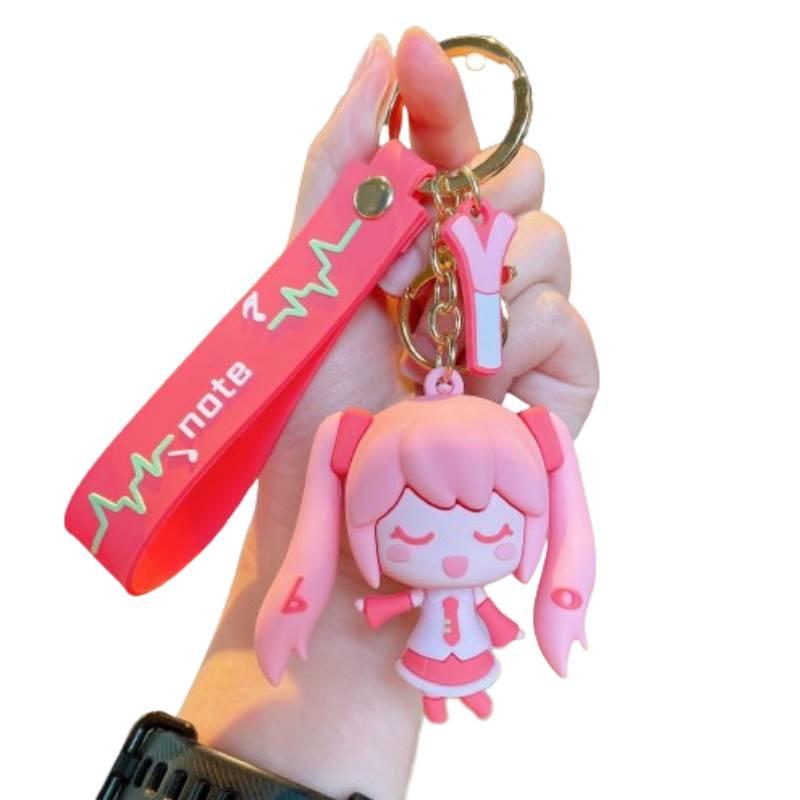 

Hatsune Miku Keychain Car Pendant Bag Charm Key Holder Girl Keyring Gift Decor рожевий