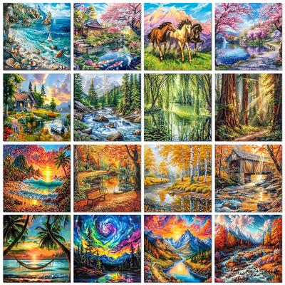 Pittura Diamante Paesaggio Fai da Te Trapano Tondo/Quadrato Completo 5D Scenografia Rurale Decorazione Casa Arte Artigianato Strass Kit Punto Croce