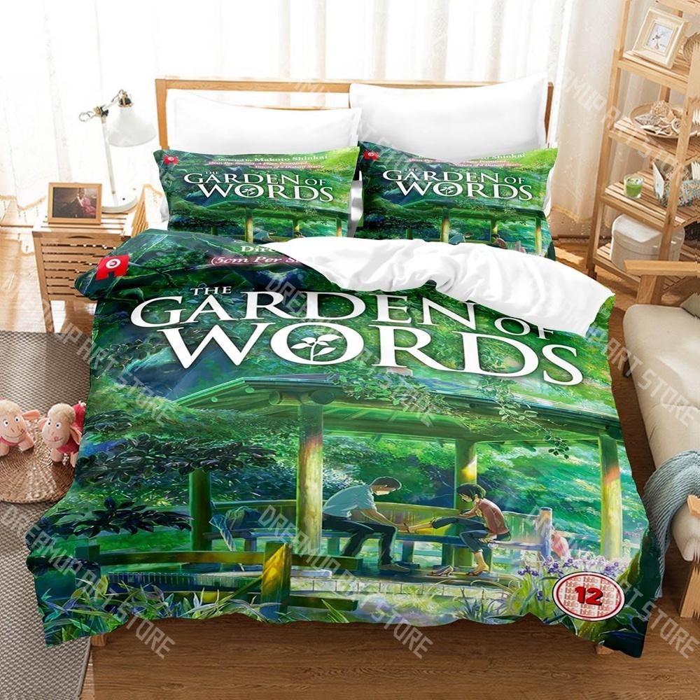 Fashion The Garden Of Words Bedding Set Single Twin Full Queen King Size Bed Set Kids Bedroom Duvetcover Sets Bed Sheet Set
