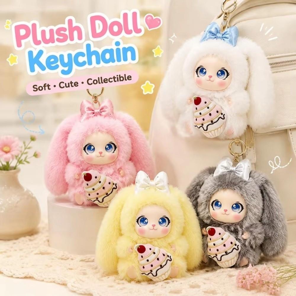 Big Ear Rabbit Plush Keychain Ornaments Car Key Ring Cute Bunny Doll Pendant Gift For Girls