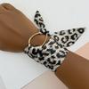New Trendy Boho Women Leopard Print Silk Scarf Bracelet Stainless Steel Ring Charm Wrap Wristband Jewelry Irregular Metal