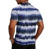 Men’s Short Sleeve Polo Shirt with Abstract Tie Dye Print Classic Button Down Collar Casual Fit Top Tee