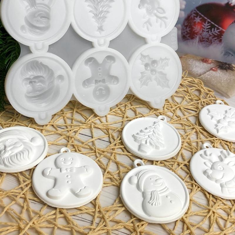 Flexible Silicone Christmas Mould for Wax and Resin Casting, 6 Holiday Cavities with Textured Designs for Candle and Handmade Decoration