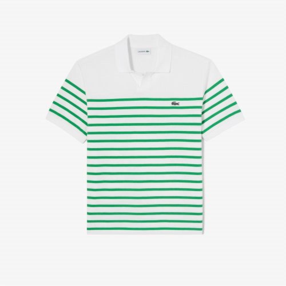 

LACOSTE Мужская рубашка-поло с открытым воротником в морскую полоску [мятный]