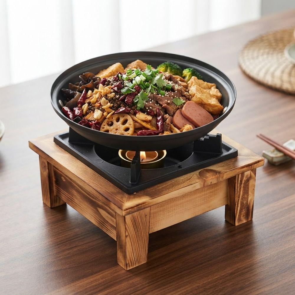 Rustic Style Camping Oven Stove Wood Frame Charcoal Oven Stove Portable Barbecue Grill Outdoor