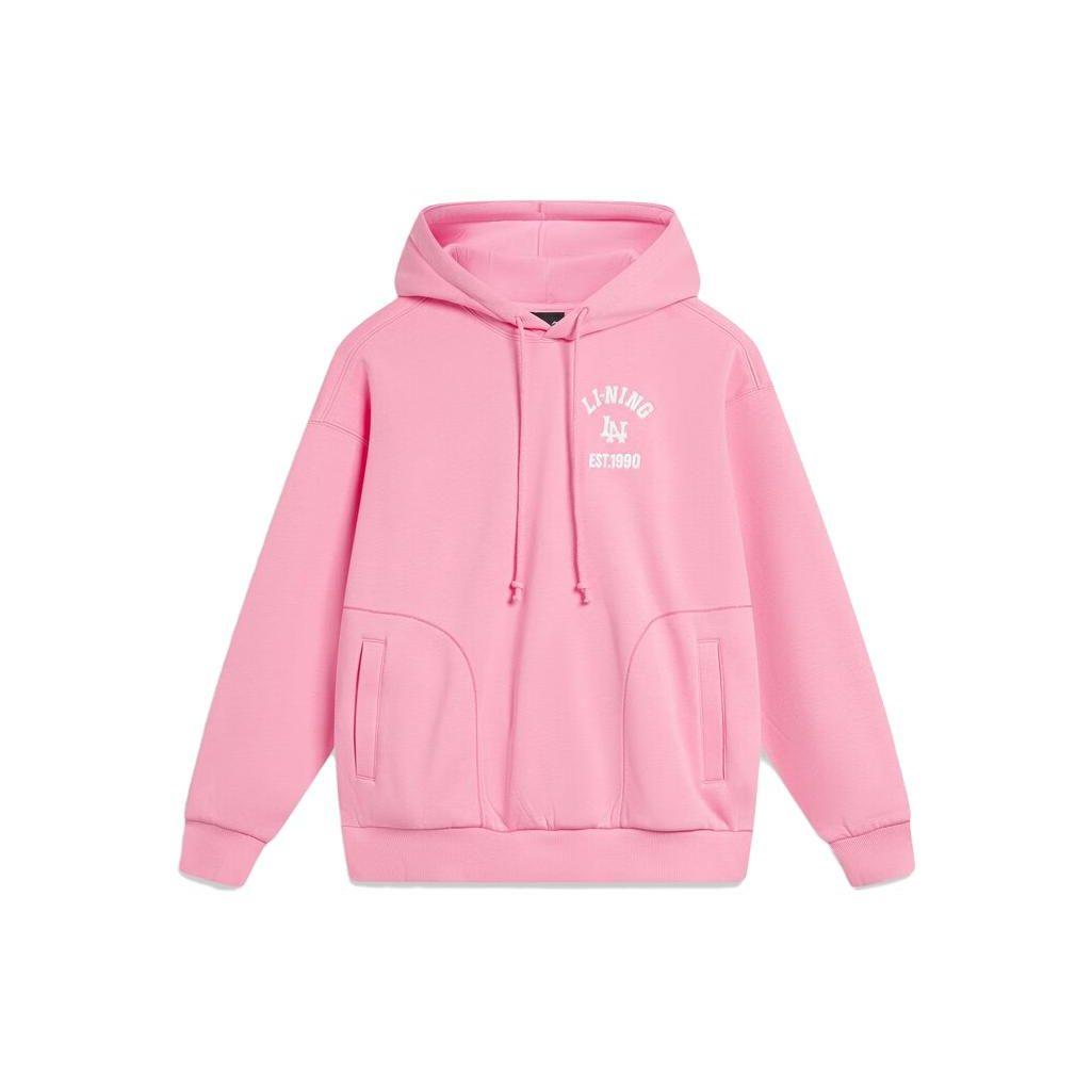 

Li Ning Sports Lifestyle Series Letter Print Hooded Fleece Pullover Sweatshirt Women sweatshirt Morning-Light-Pink AWDTE42-3 M