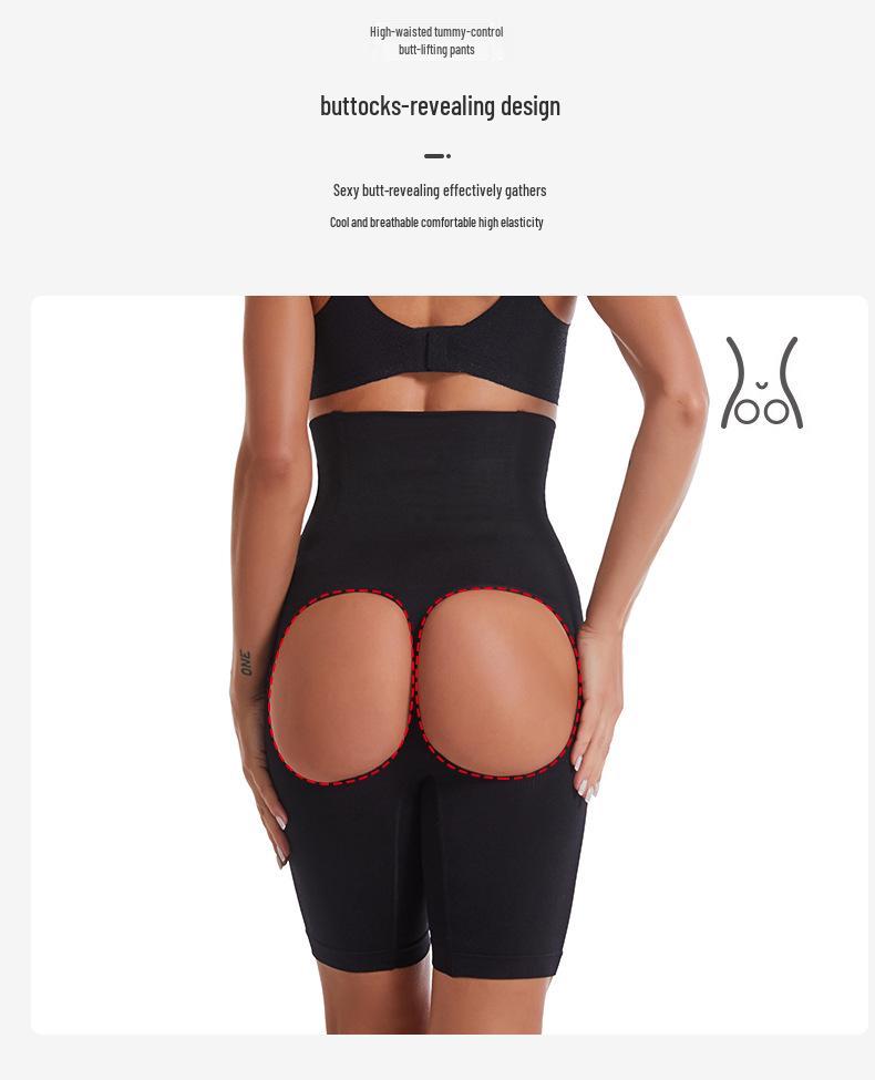 High Waist Slimming Body Shaper Boxer Briefs for Women - Postpartum Control, Hip Lift, Abdomen Support, Open Butt Design.