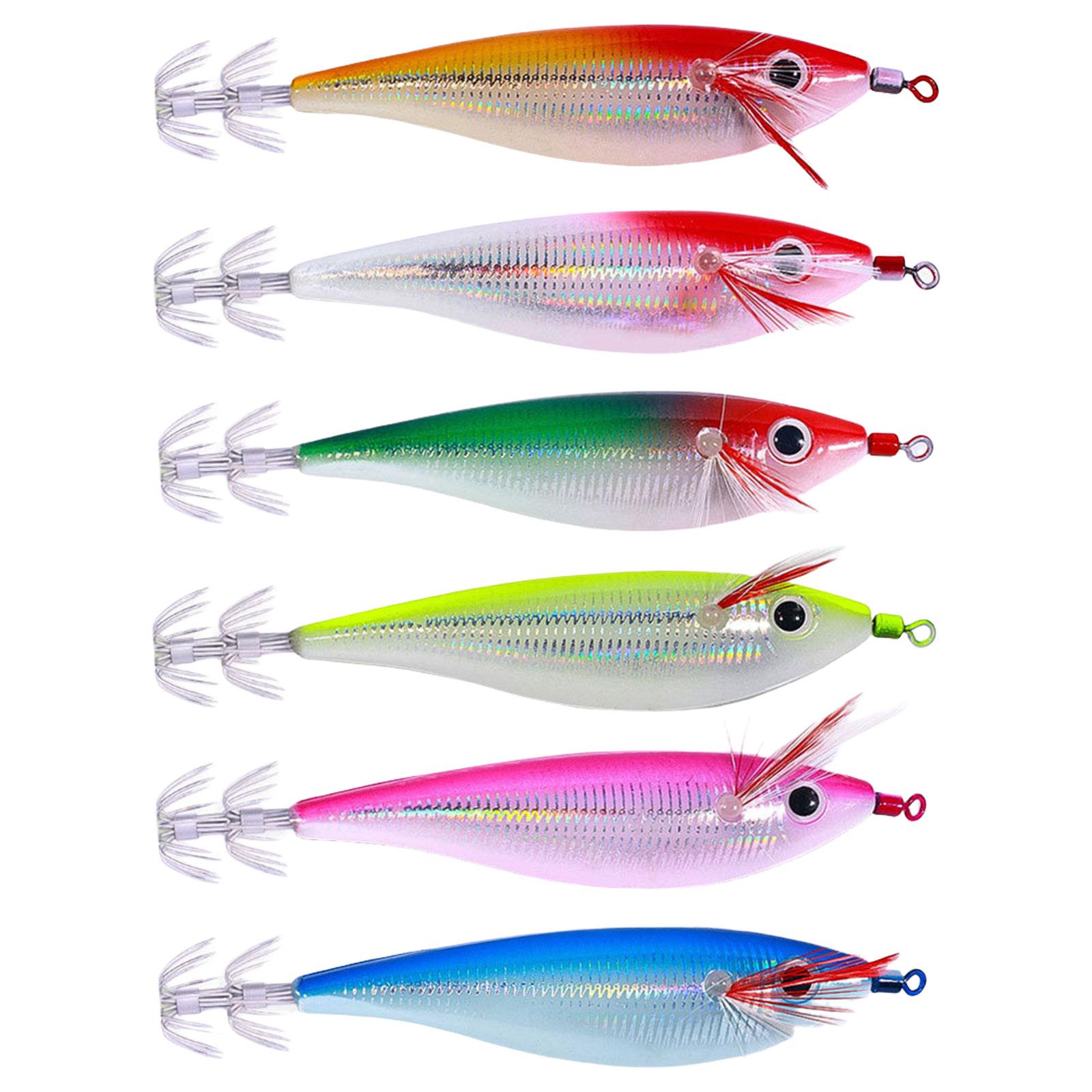 

6Pcs 10cm 10g Saltwater Freshwater Angling Shrimp Cuttlefish Jig Hook Squid Jig Fishing Lures Set with Shrimp Designs 1