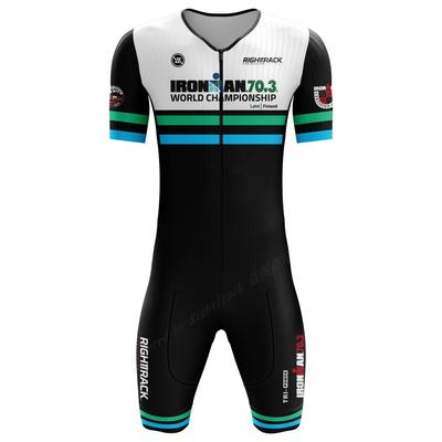 Męski zestaw koszulki triathlonowej z krótkim rękawem - 100% poliester Skinsuit rowerowy z wkładką gąbkową - Lekka oddychająca koszulka pływacka do triathlonu,