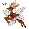 Xmas Decoration Accessories Christmas Snowman/Santa Claus/Deer Suncatcher, Stained Glass Style Pendant with Hanging Living Room Festive Decor