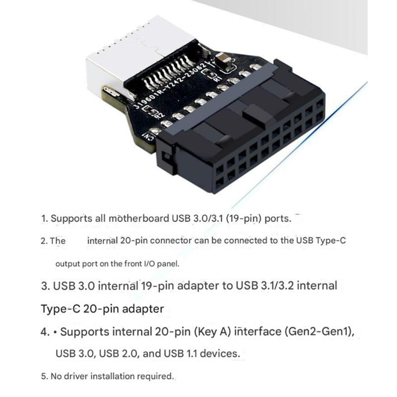 90 Degree USB3.1/3.2 Type C 20 PIN Internal Adapter Plugs Play No Driver Required