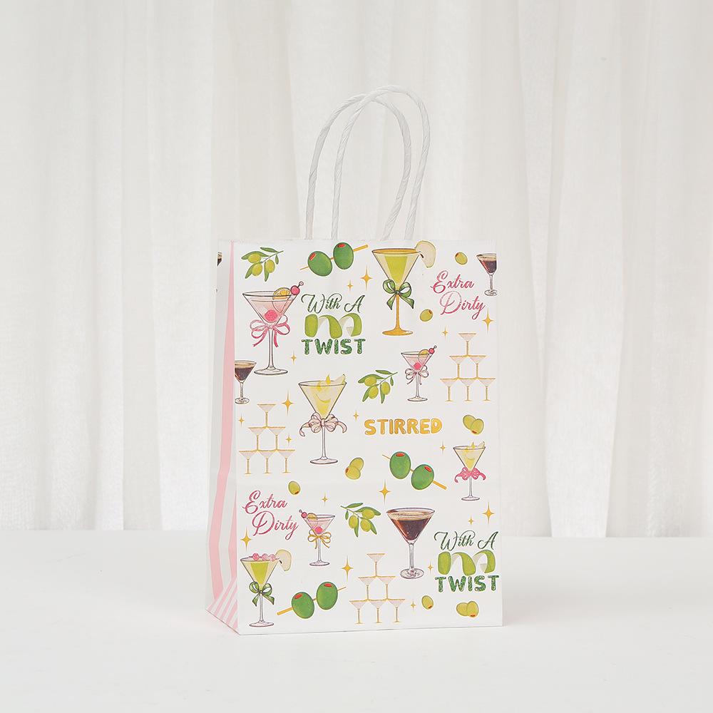 12/30pcs Cocktail Theme Kraft Paper Tote Bags Recyclable Gift Bags for Bachelorette Birthday Bridal Shower Party Favors 30pcs&15x8x21cm