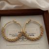 Metal Ring Earrings, Ear Buckles Inlaid With Imitation Diamonds, Light Luxury, Shining Personality Trend, Advanced Temperament