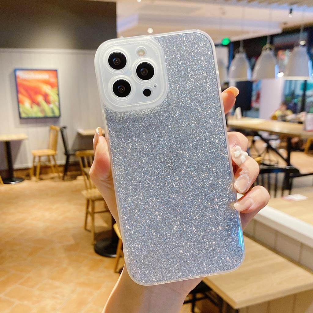 For IPhone 16 Eye Plating Sparkling Powder Phone Case for Apple 15 Promax Straight Edge Transparent All Inclusive Protective Cover